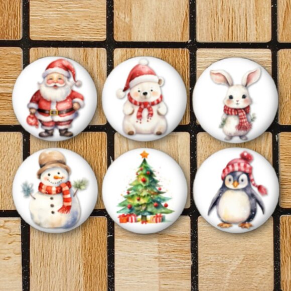 Christmas Fridge Magnets Set Of 6 Metal Magnets For Home Office Kitchen School - Picture 1 of 6